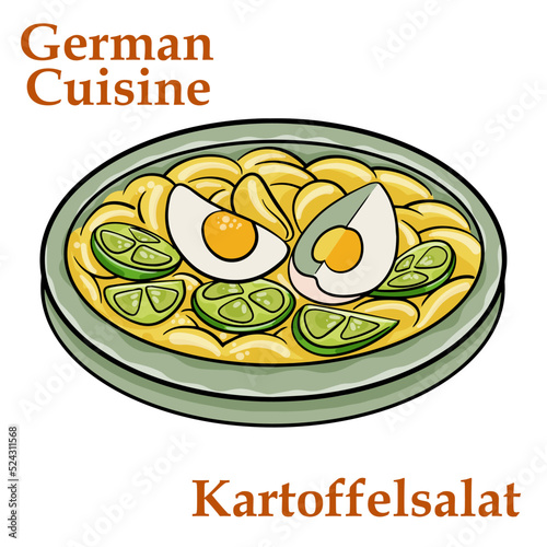 Kartoffelsalat. Traditional German potato salad on white background.