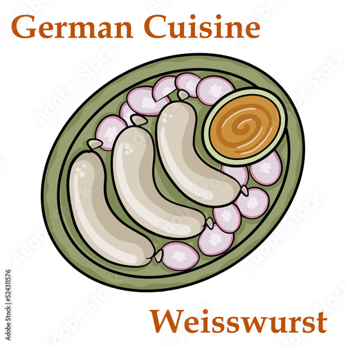 Weisswurst, white sausage of minced veal and pork