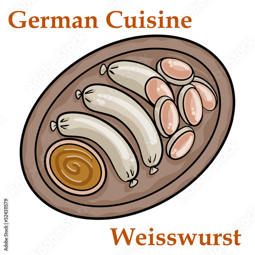 Weisswurst, white sausage of minced veal and pork