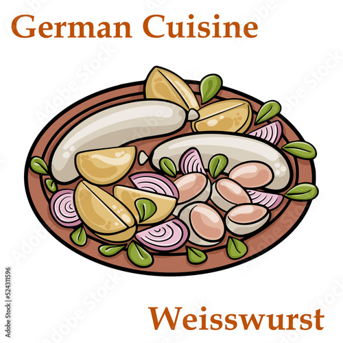 Weisswurst, white sausage of minced veal and pork