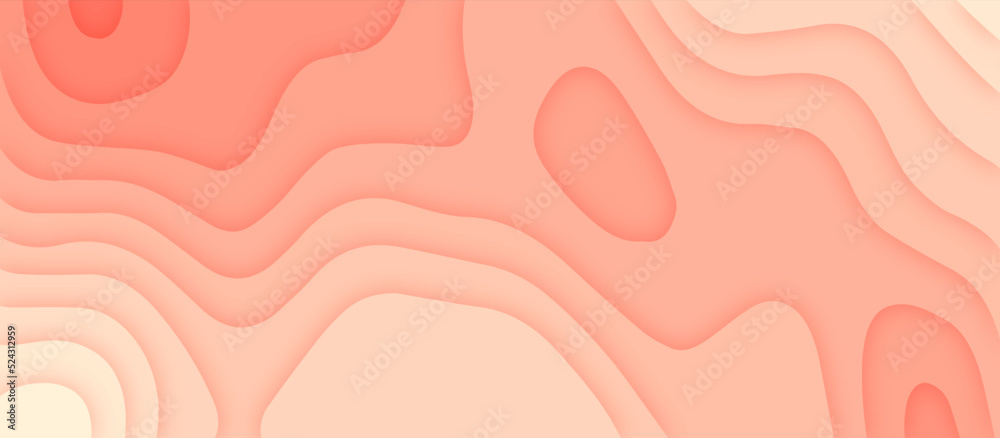 Abstract orange paper cut background with simple shapes. Modern vector illustration for concept design. Realistic 3d layered smooth bending objects. Abstract concept for website template.  - obrazy, fototapety, plakaty 