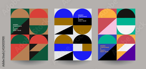 2023 New Year posters set. Geometric typography logo 2022 for vector celebration and season decoration, backgrounds, branding, banner, cover, card and or social media template.