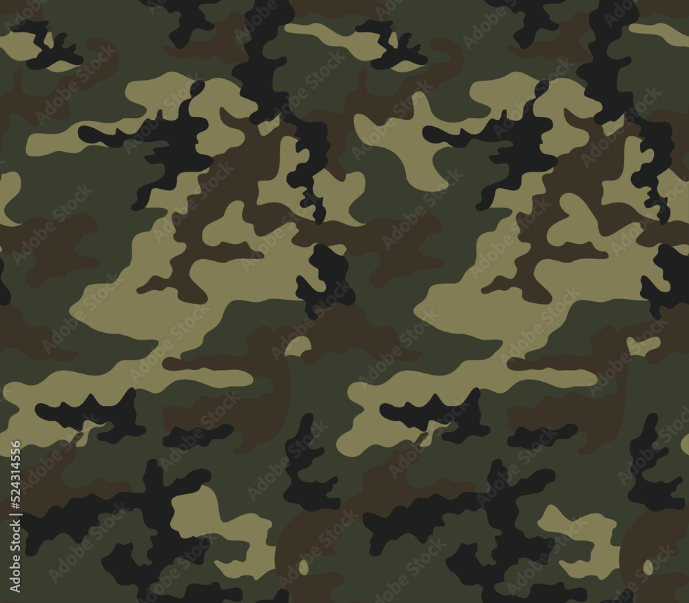 Fototapeta premium Army camo seamless green texture, forest pattern, disguise, vector design.