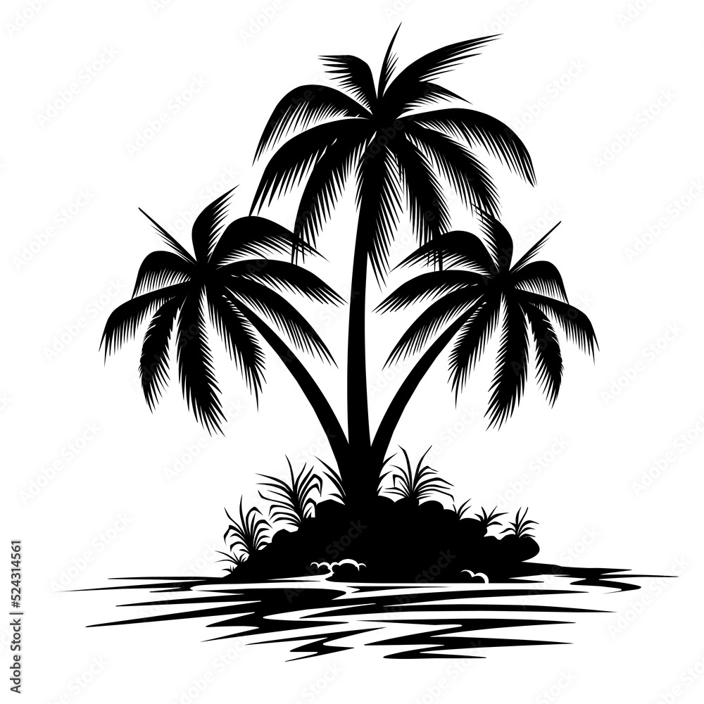 Fototapeta premium silhouette of palm trees