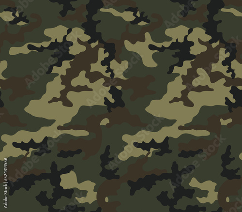 
Army camo seamless green texture, forest pattern, disguise, vector design.