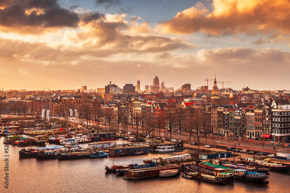 Amsterdam, Netherlands Cityscape and Canals