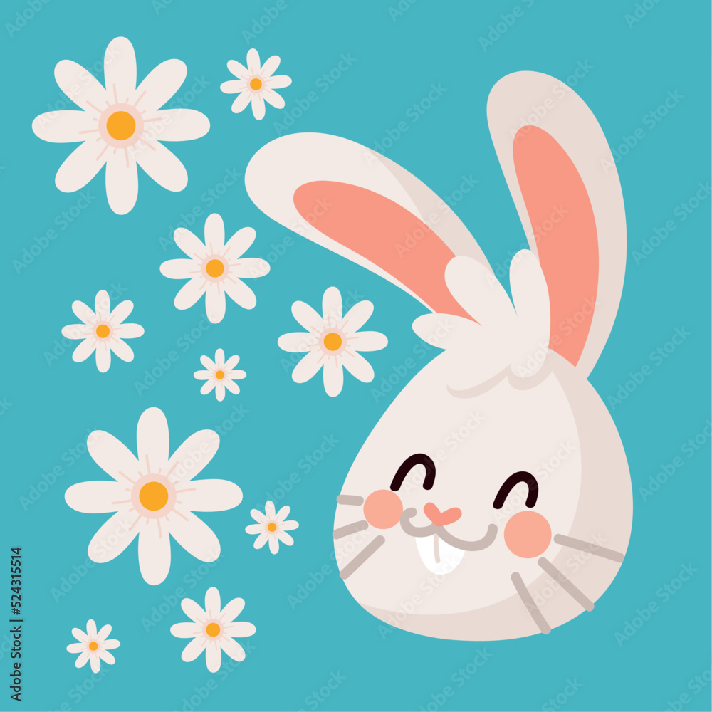 Obraz premium rabbit face flowers