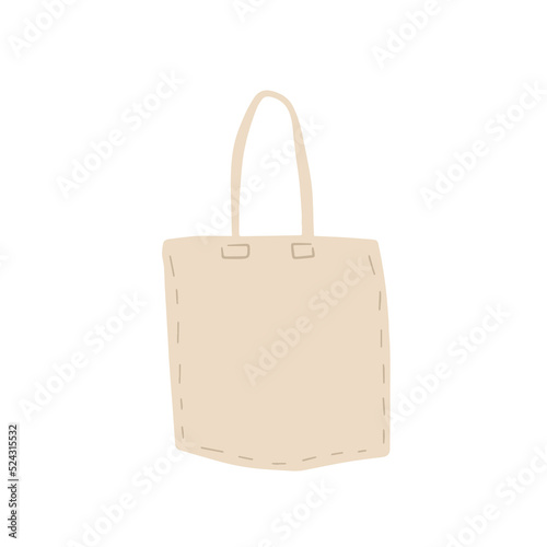 Canvas Tote bag. Cloth eco shopper. Flat cartoon illustration. Reusable Bag for Groceries