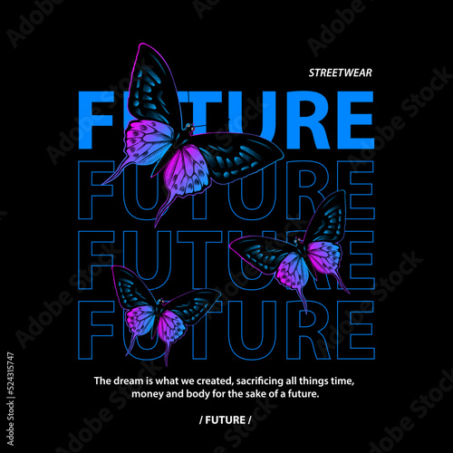 Premium butterfly streetwear design vector clothing