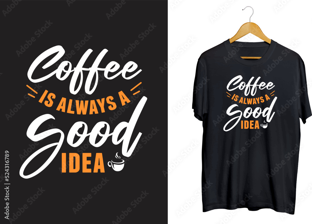Obraz premium Coffee idea typography T-shirt design, coffee craft quotes, coffee svg vector