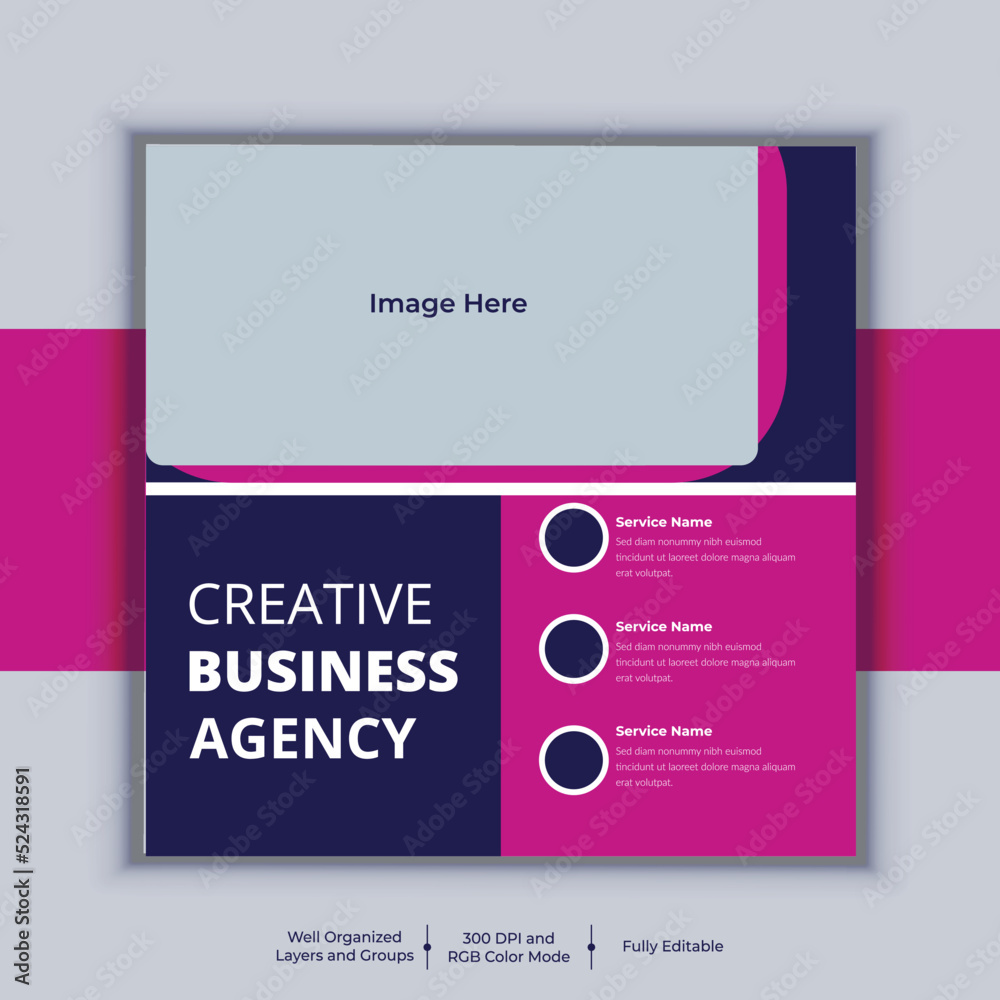 Professional business social media post square banner design. Modern layout vector template. Digital marketing agency banner design.
Professional business social media post square banner design. Modern layout vector template. Digital marketing agency banner design.