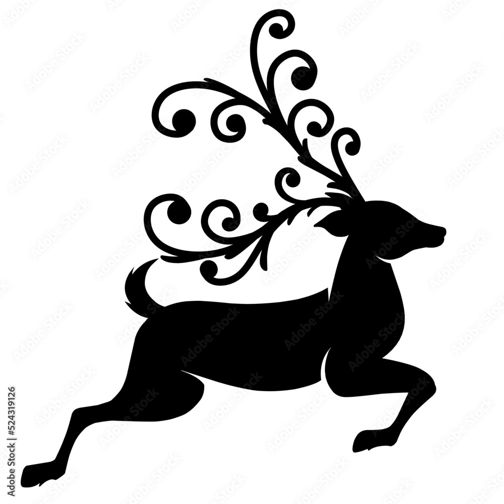 Fototapeta premium reindeer silhouette illustration. Deer element design