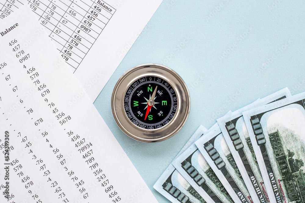 Reinvent and recover business. Compass with business calculations Reinvent and recover business. Compass with business calculations
