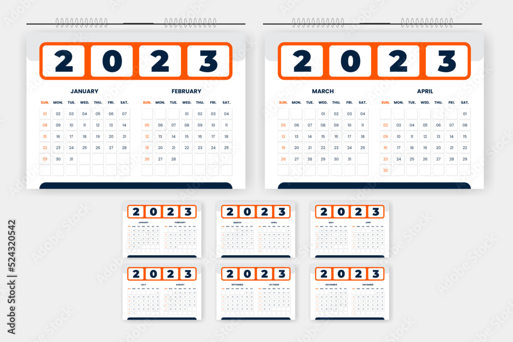 2023 abstract desk calendar design template, Creative monthly calendar for 2023 year 2023 abstract desk calendar design template, Creative monthly calendar for 2023 year