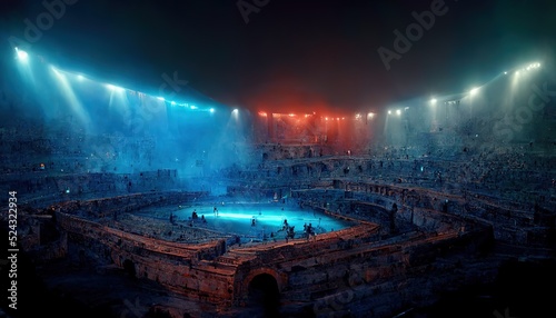 A hockey arena in the center of the Roman colosseum. photo