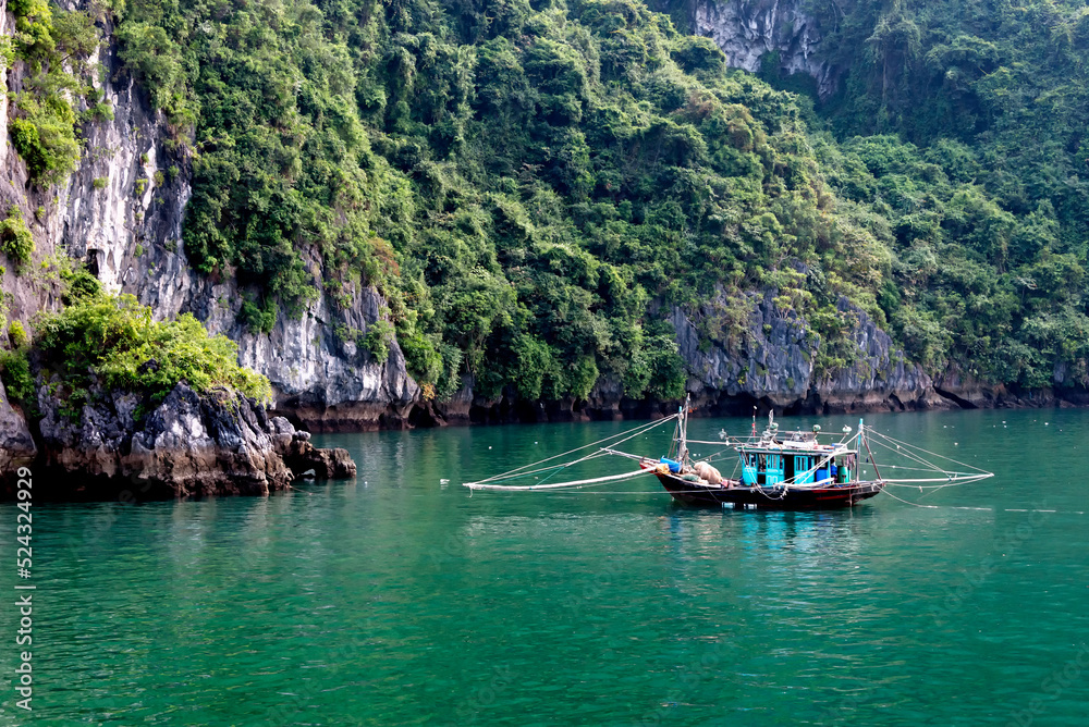 Fishing boat in Ha Long Bay