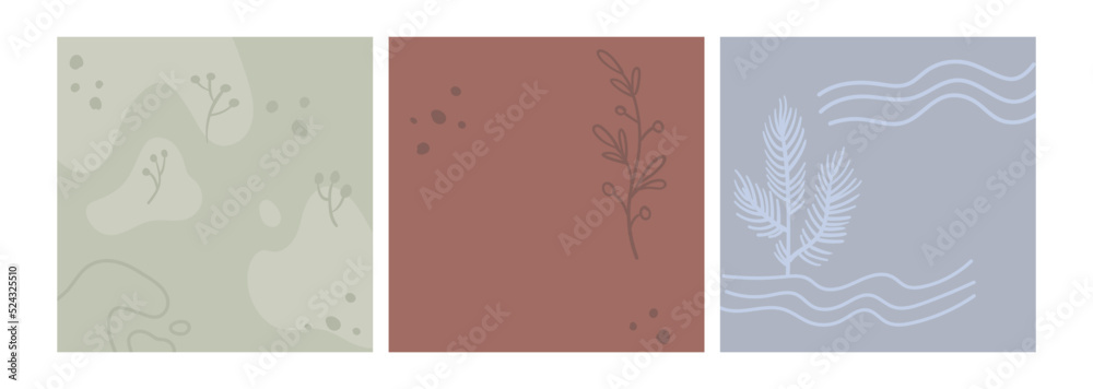 Vector abstract backgrounds with floral and organic elements. Texture design suitable for social media posts, mobile apps, banners design.