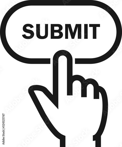 hand cursor pointing to success, submit button 