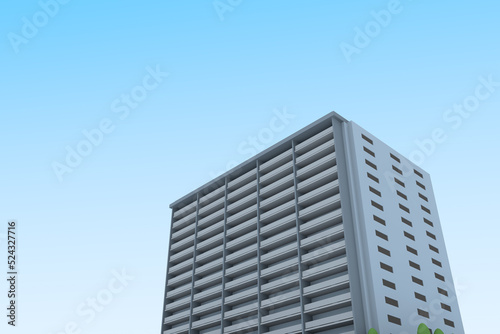 Blue sky and high-rise apartments. Purchase a new condominium. Condominium. © PictMotion