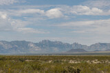 Scenic distant Organ Mountains vista under dramatic monsoonal sky, south east New Mexico