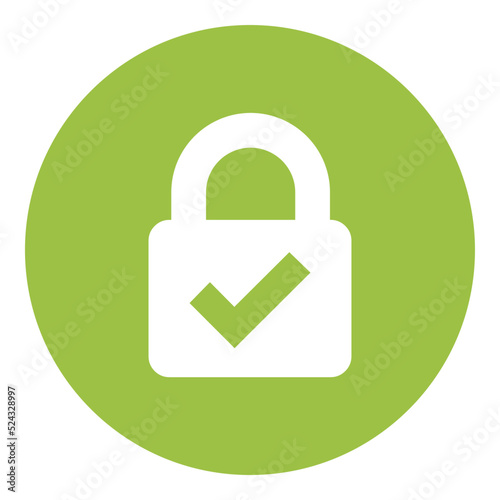 minimal lock with check mark sign. Security, encryption, privacy Concept.