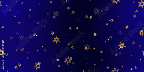 Gold Falling Snowflakes seamless pattern.