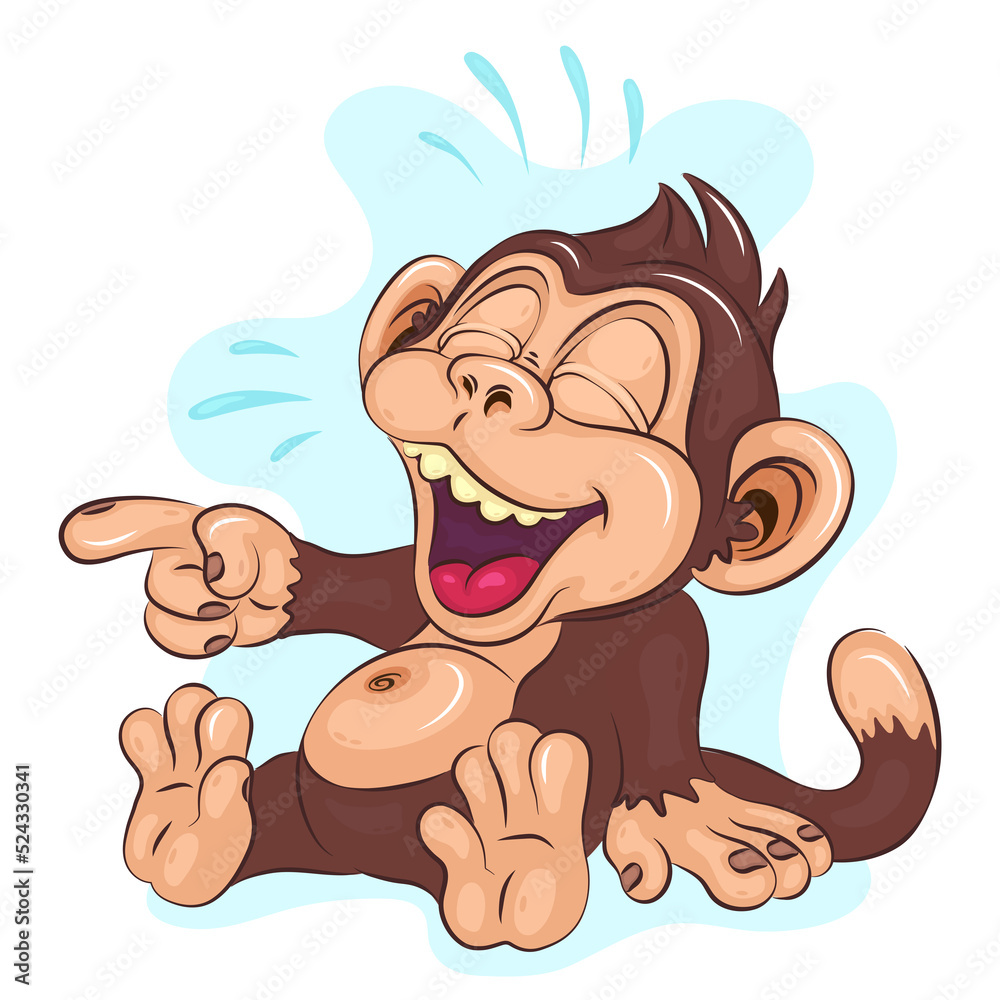 Cartoon Laughing Monkey. A cute illustration of a laughing monkey pointing his finger. Cartoon mascot. Positive and unique design. Cartoon Laughing Monkey. A cute illustration of a laughing monkey pointing his finger. Cartoon mascot. Positive and unique design.