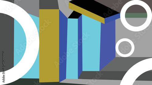 Abstract cubist background. Geometric objects in different colors. Abstract, geometric, cubist.