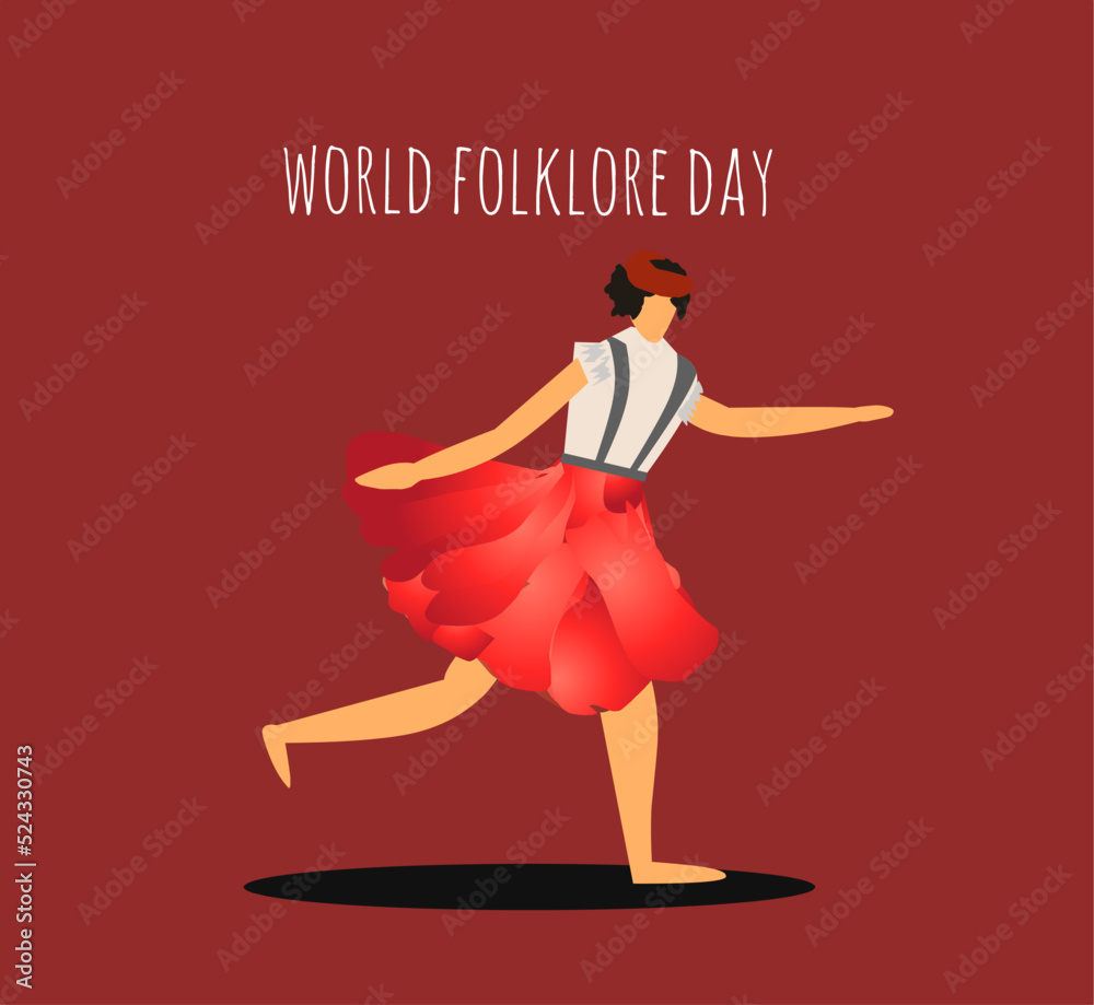 Happy World Folklore Day. illustration , vector - obrazy, fototapety, plakaty 