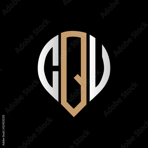 CQU logo monogram isolated on circle element design template, CQU letter logo design on black background. CQU creative initials letter logo concept. CQU letter design.
 photo