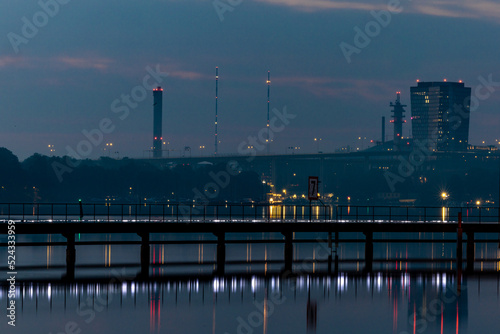 Canvas Print Stockholm, Sweden A shipping channel in Arstaviken and the Skanstull district