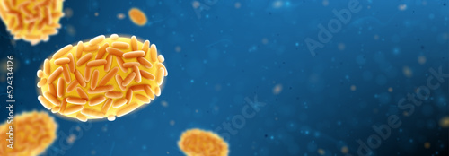 3d vector illustration with monkeypox virus. Concept of monkeypox virus cells. Mutated fever monkey. A new zoonotic virus from Poxviridae family are reported in Europe and USA. Vector illustration. photo