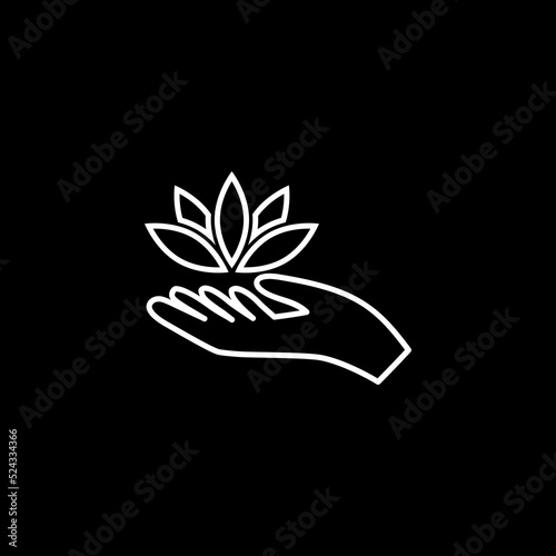  Lotus in hand icon isolated on dark background