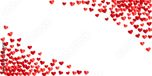 Origami pink heart shapes confetti background design. Birthday surprise party decor. Present gift