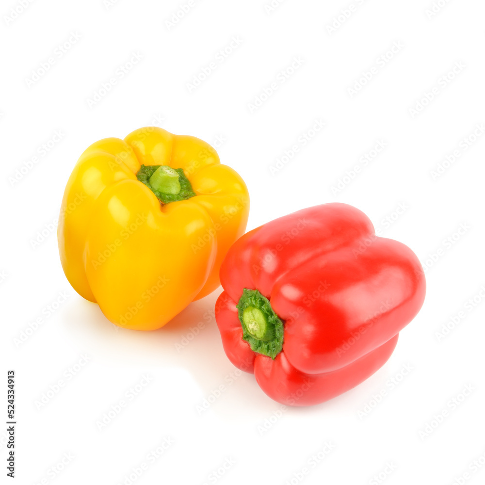 Set of sweet peppers isolated on white . Set of sweet peppers isolated on white .