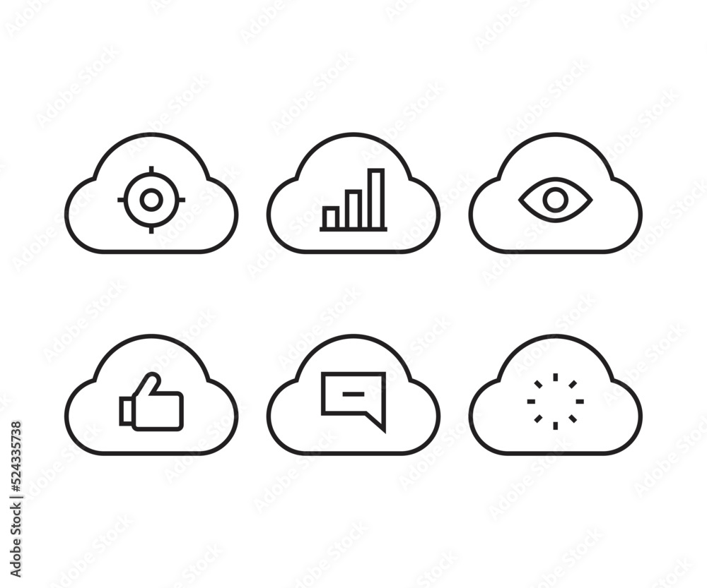 cloud and user interface icons set vector illustration cloud and user interface icons set vector illustration