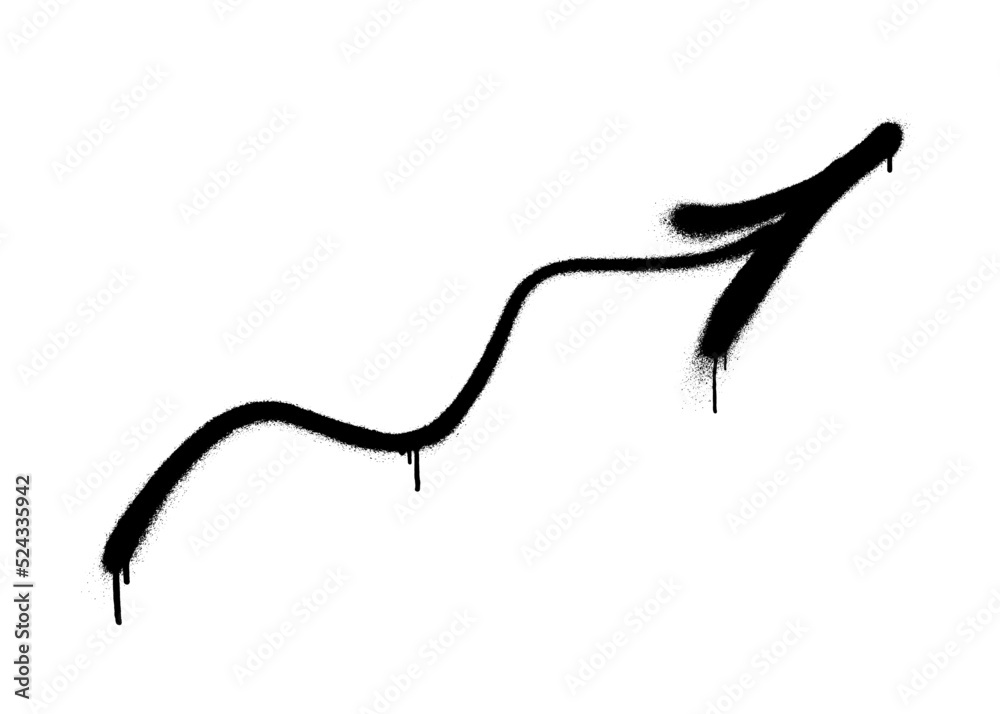 Fototapeta premium Graffiti arrow with overspray in black over white.