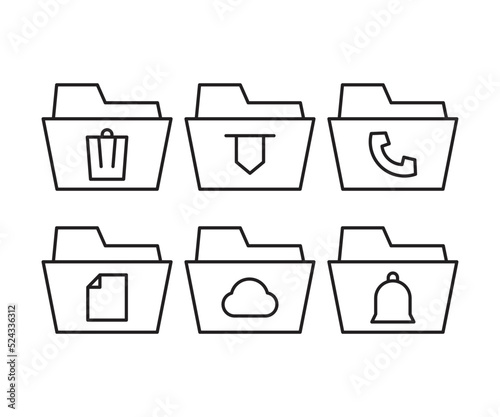 folder and user interface icons set vector illustration