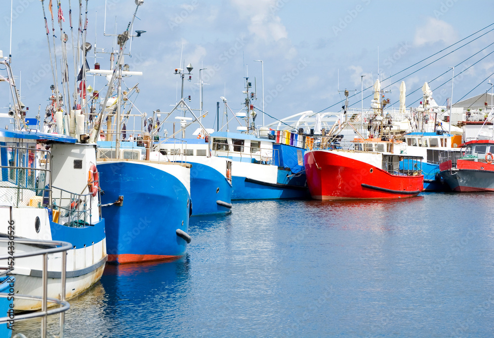 Colorful fishing boats in the port.