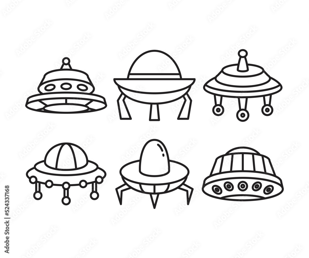 ufo icons set line illustration ufo icons set line illustration
