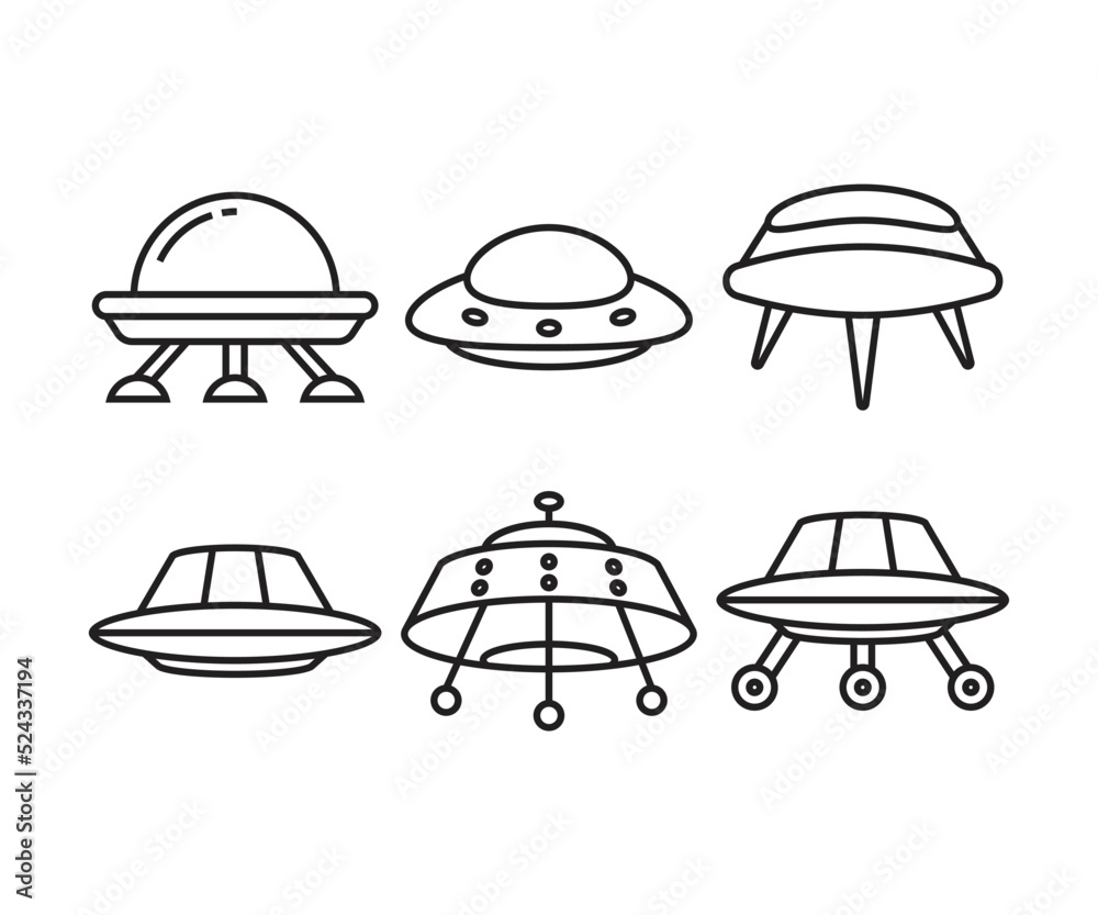 ufo icons set line illustration ufo icons set line illustration