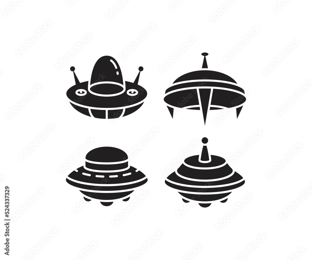 ufo and flying saucer icons set illustration ufo and flying saucer icons set illustration