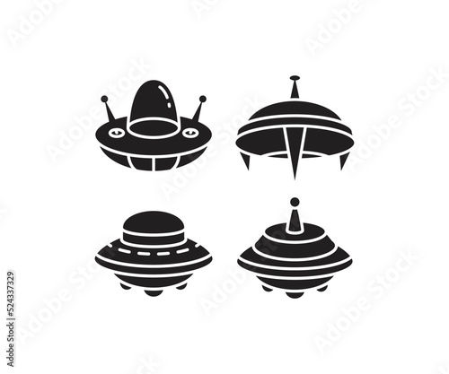 ufo and flying saucer icons set illustration