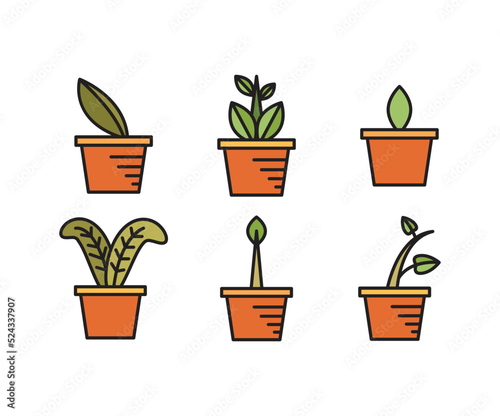 Fototapeta premium houseplant icons set vector illustration
