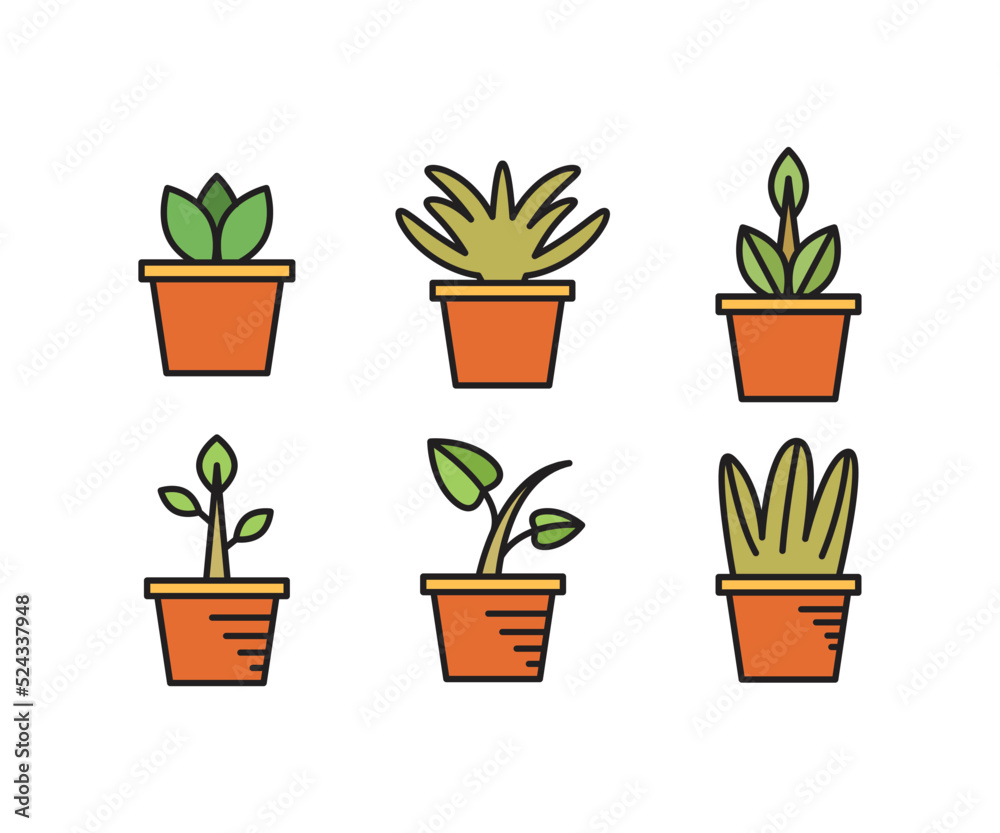 houseplant icons set vector illustration