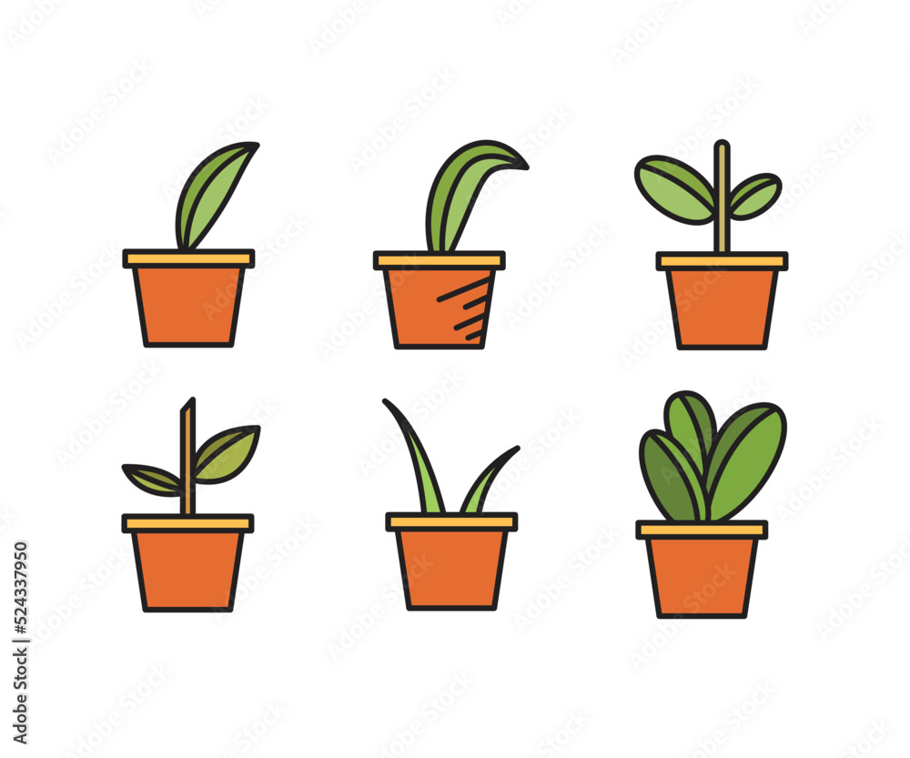 Fototapeta premium houseplant icons set vector illustration