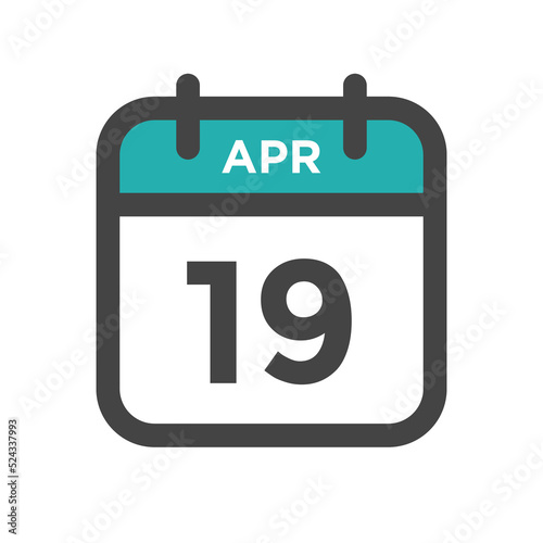 April 19 Calendar Day or Calender Date for Deadline or Appointment
