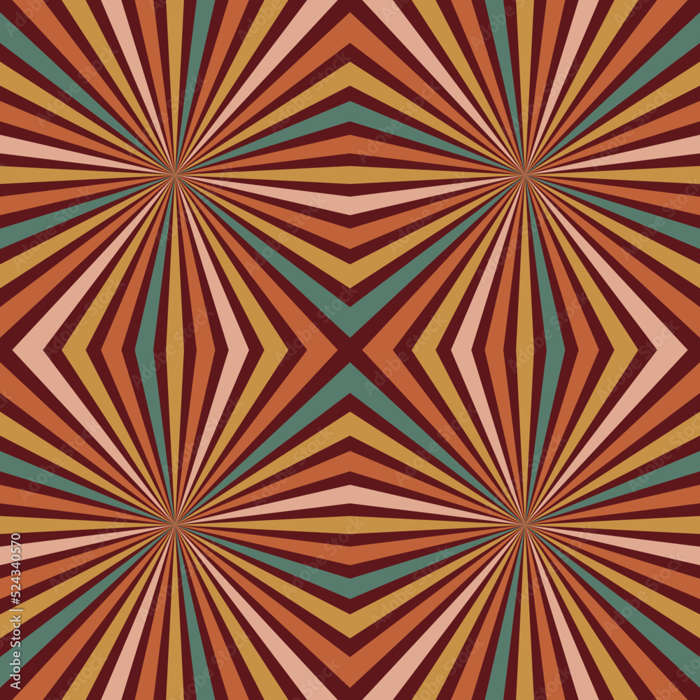70 s seamless pattern. Retro colorful geometric seamless background in seventies style. Groovy scrapbook paper. Yellow, orange, brown, green colors vector pattern