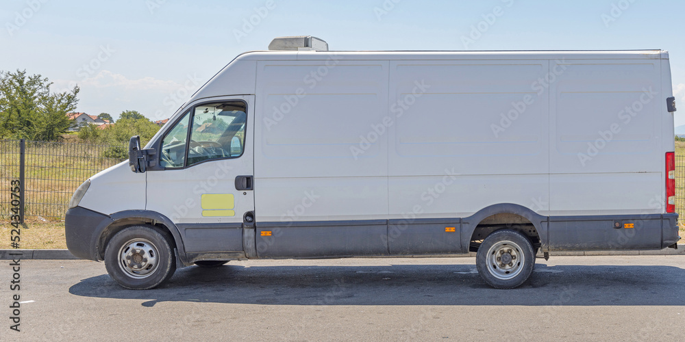 White Cargo Van Side View