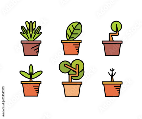 plant pot icons set vector illustration